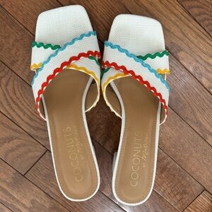 White Sandals with Colorful Accents